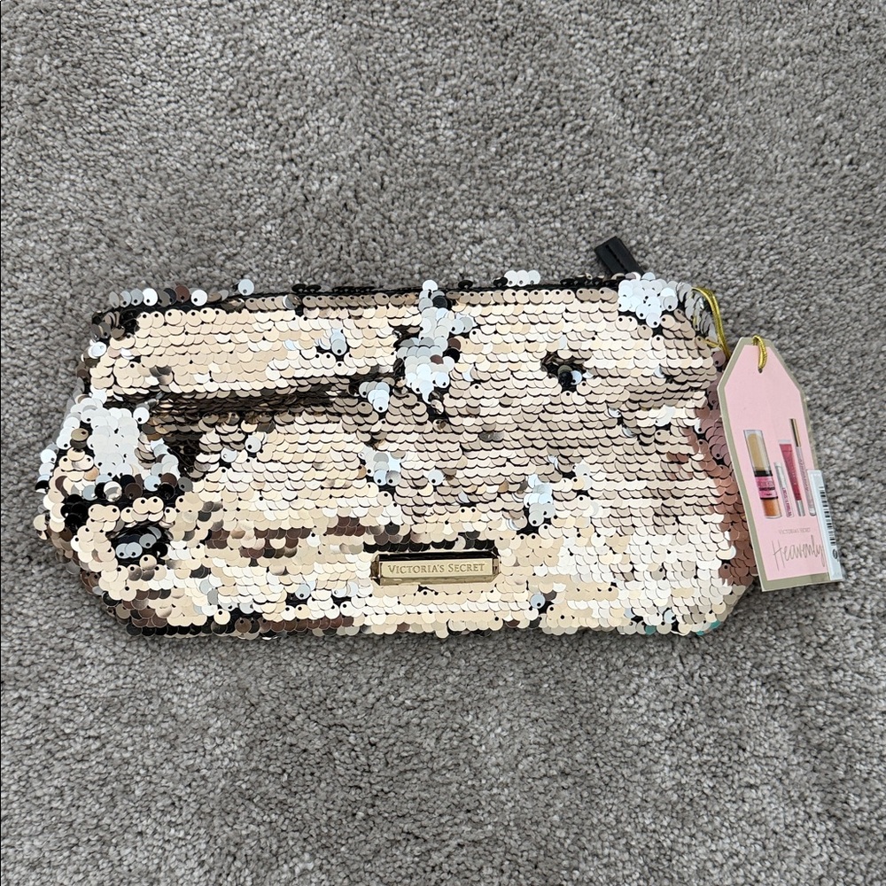 Victoria's Secret Glam Sequin Cosmetic Bag - Silver and Gold